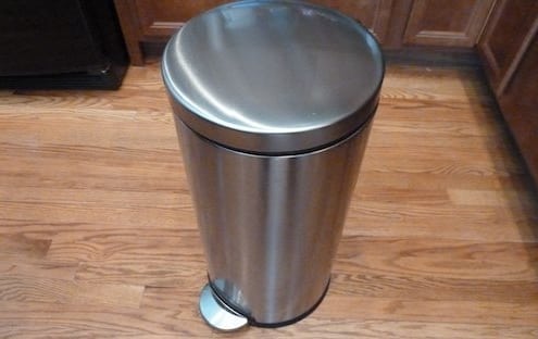 simple human 30 liter round stainless steel trash can