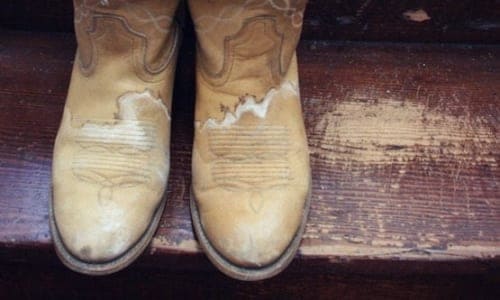 Salt stains on leather boots