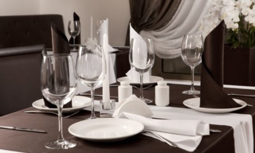 A table with wine glasses