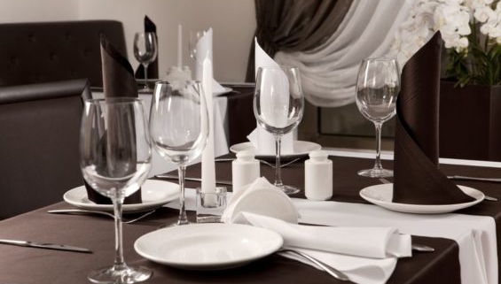 A table with wine glasses