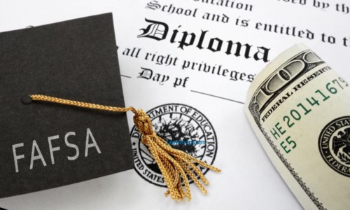 FASA application, diploma cash illustrating graduating college debt free
