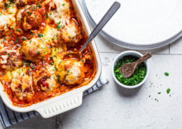 quick dinner recipe italian cheesy meatball bake casserole dish