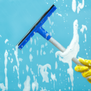 outdoor window cleaning solution recipe squeegee and yellow glove