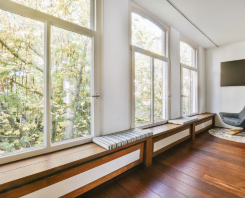 clean outdoor windows in minimal modern living room