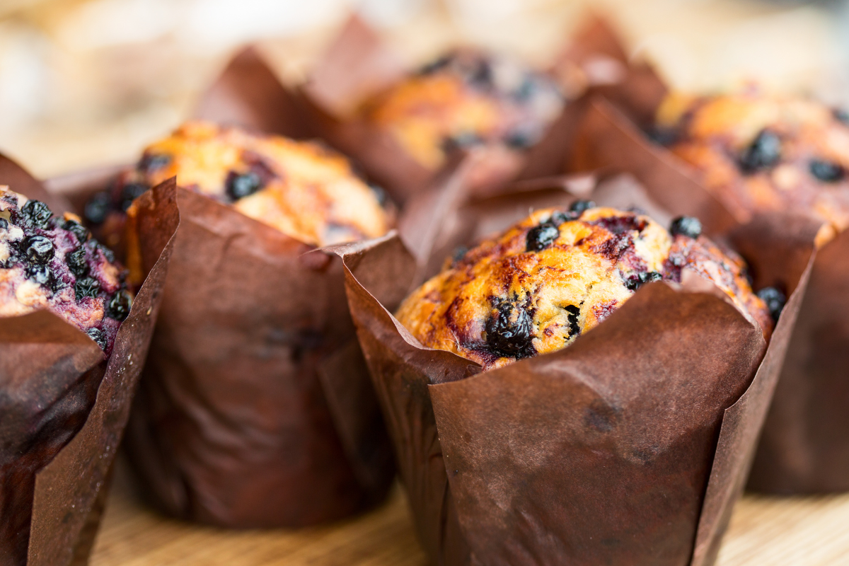 blueberry muffins in DIY tulip muffin liner