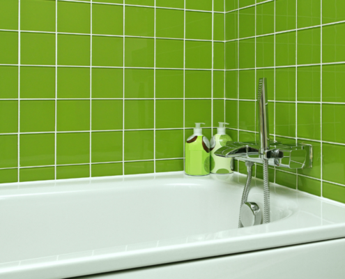 lime green midcentury bathroom clean bathtub