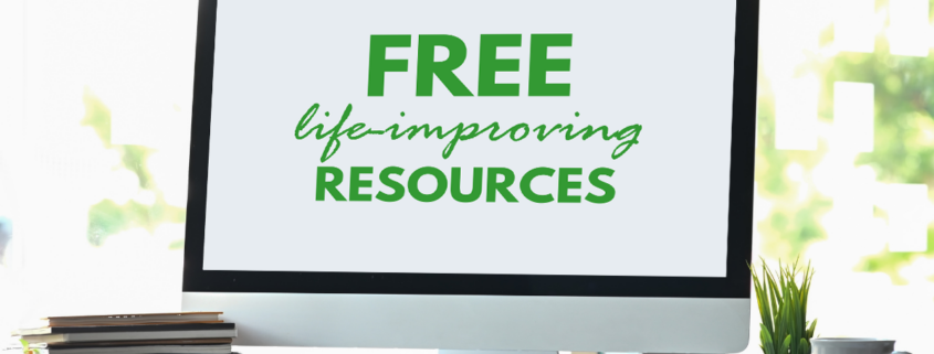 free stuff resources on computer screen with bright window background