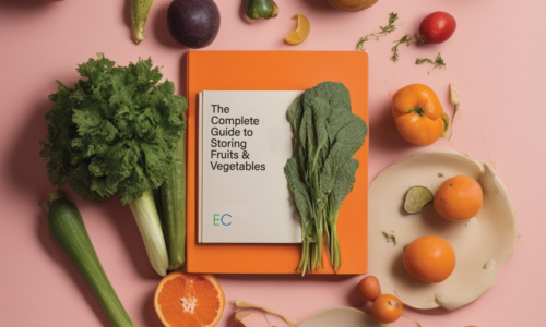 The Complete Guide to Storing Fruits and Vegetables book on kitchen countertop knolling