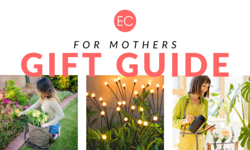 mothers day gift guide hero image with three gifts for moms