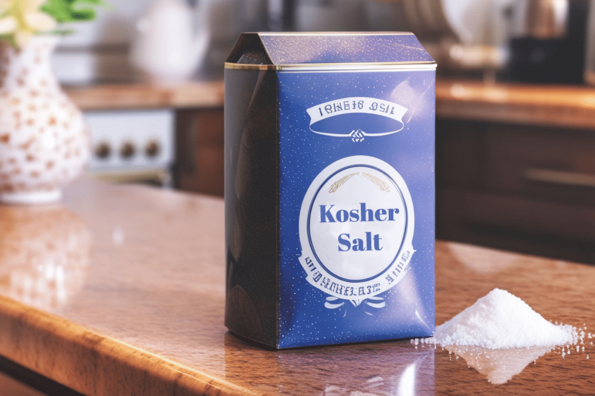 kosher salt box on kitchen countertop