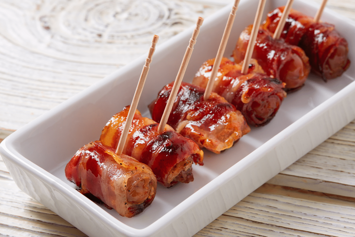 appetizers bacon wrapped smokies sausages with toothpicks