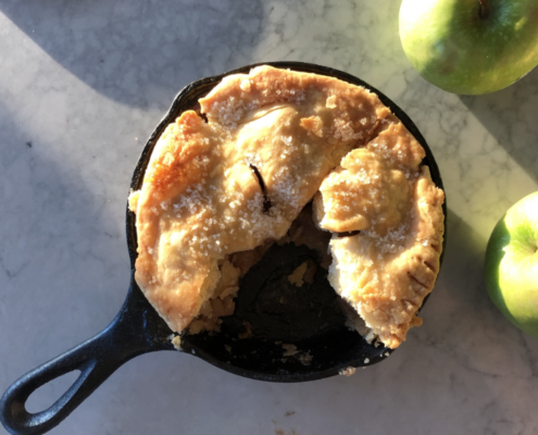 best apple pie recipe in six inch cast iron skillet with two granny smith apples