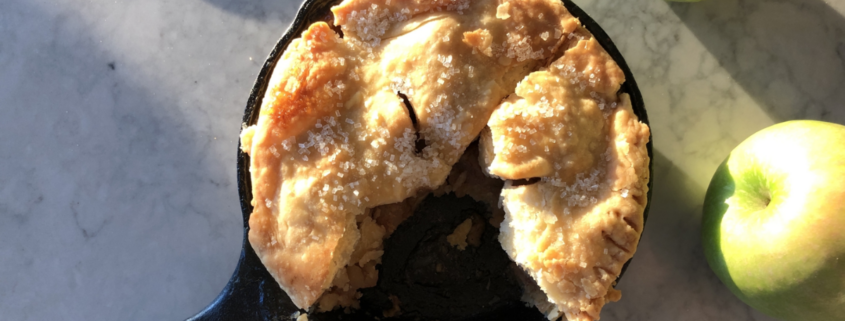 best apple pie recipe in six inch cast iron skillet with two granny smith apples