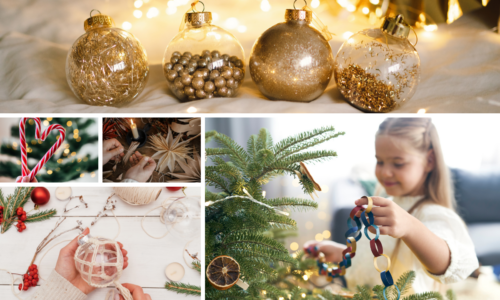 DIY Christmas tree decorations ideas garland balls candy canes starbursts paper crafts