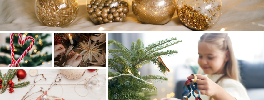 DIY Christmas tree decorations ideas garland balls candy canes starbursts paper crafts