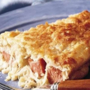 Impossible Oktoberfest Pie sausage bratwurst sauerkraut cheese swiss