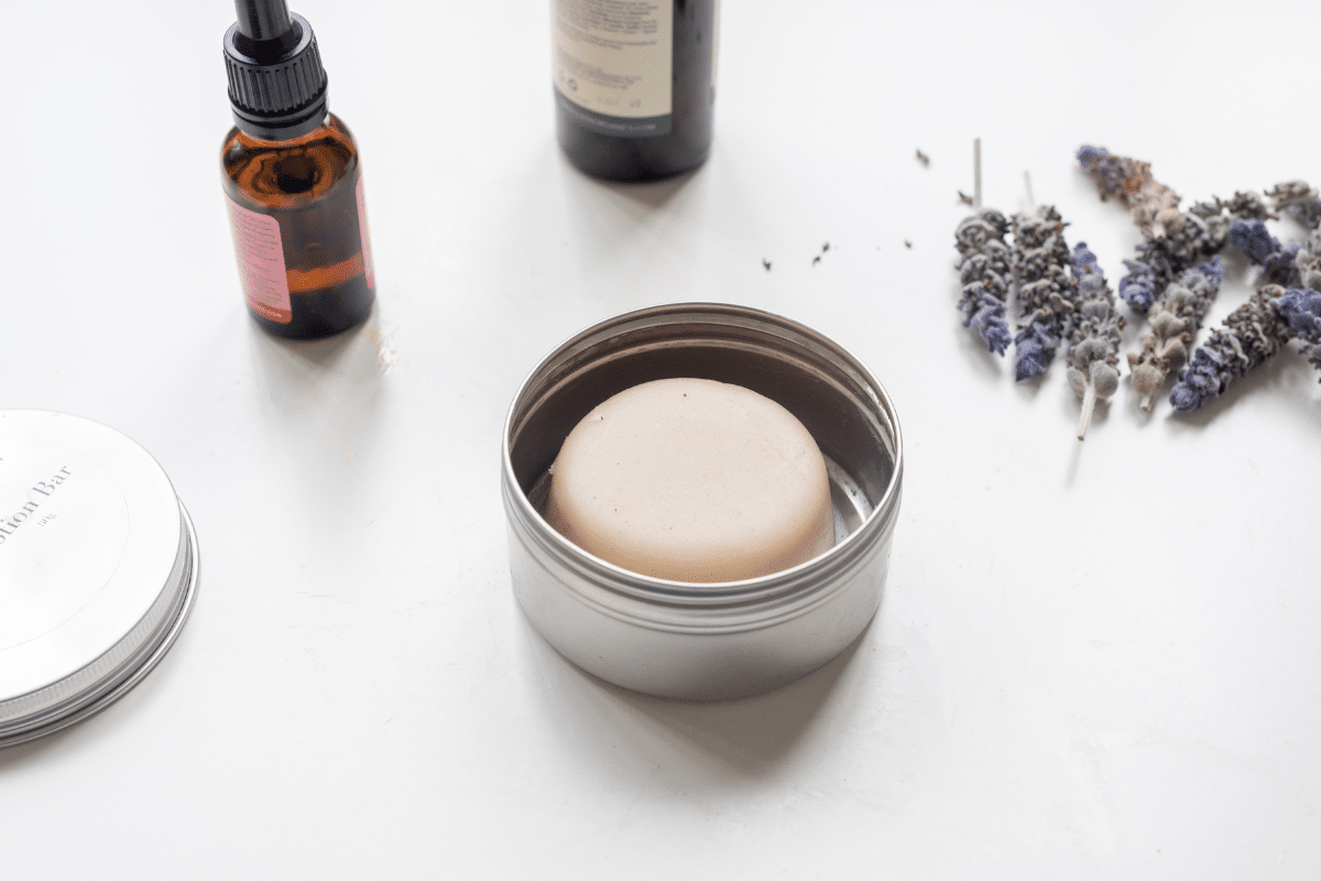 lotion bar in metal tin