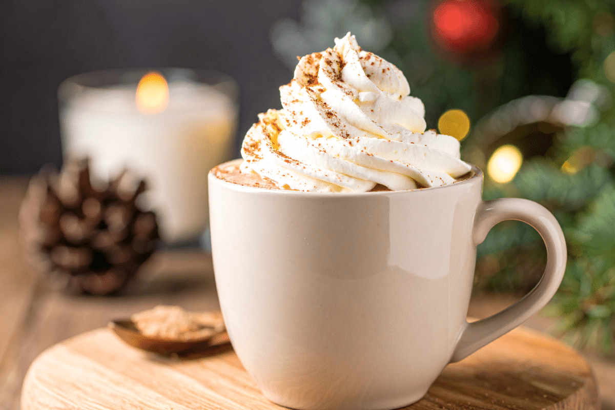 Holiday desert drink with whipped cream