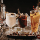 holiday dessert drinks on a platter
