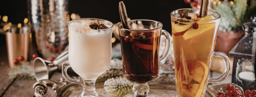 holiday dessert drinks on a platter