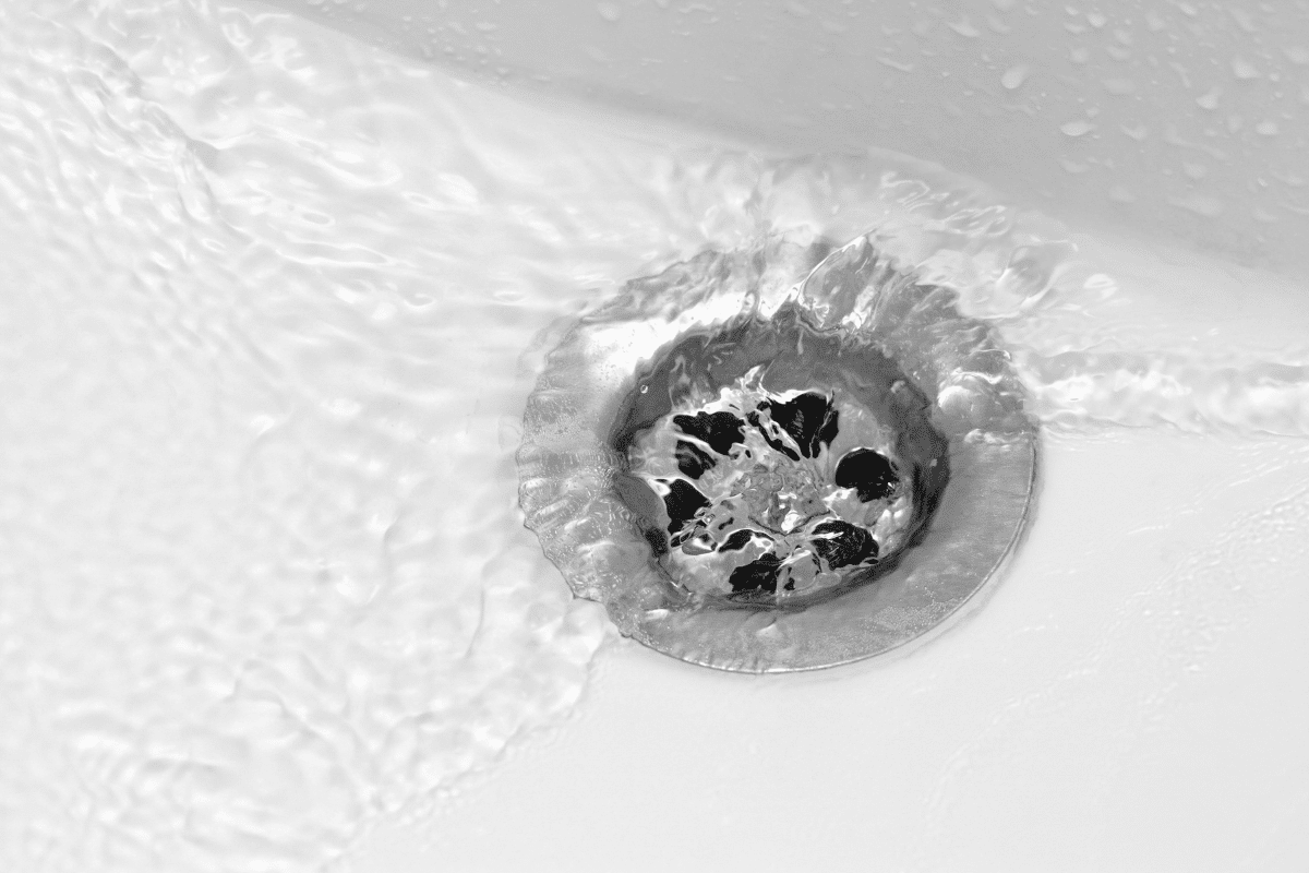 a clean rust-free drain with water emptying