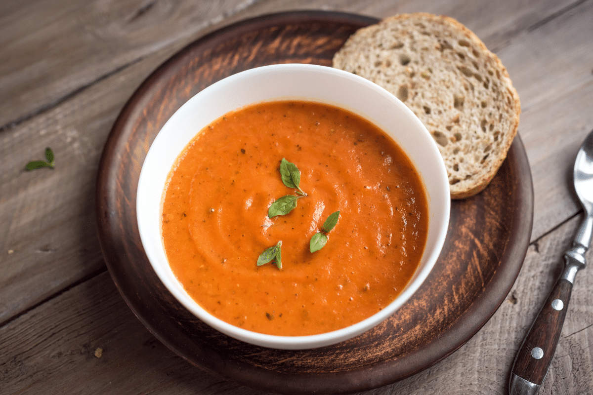 san marzano tomato soup with fresh cracked pepper toast sourdough
