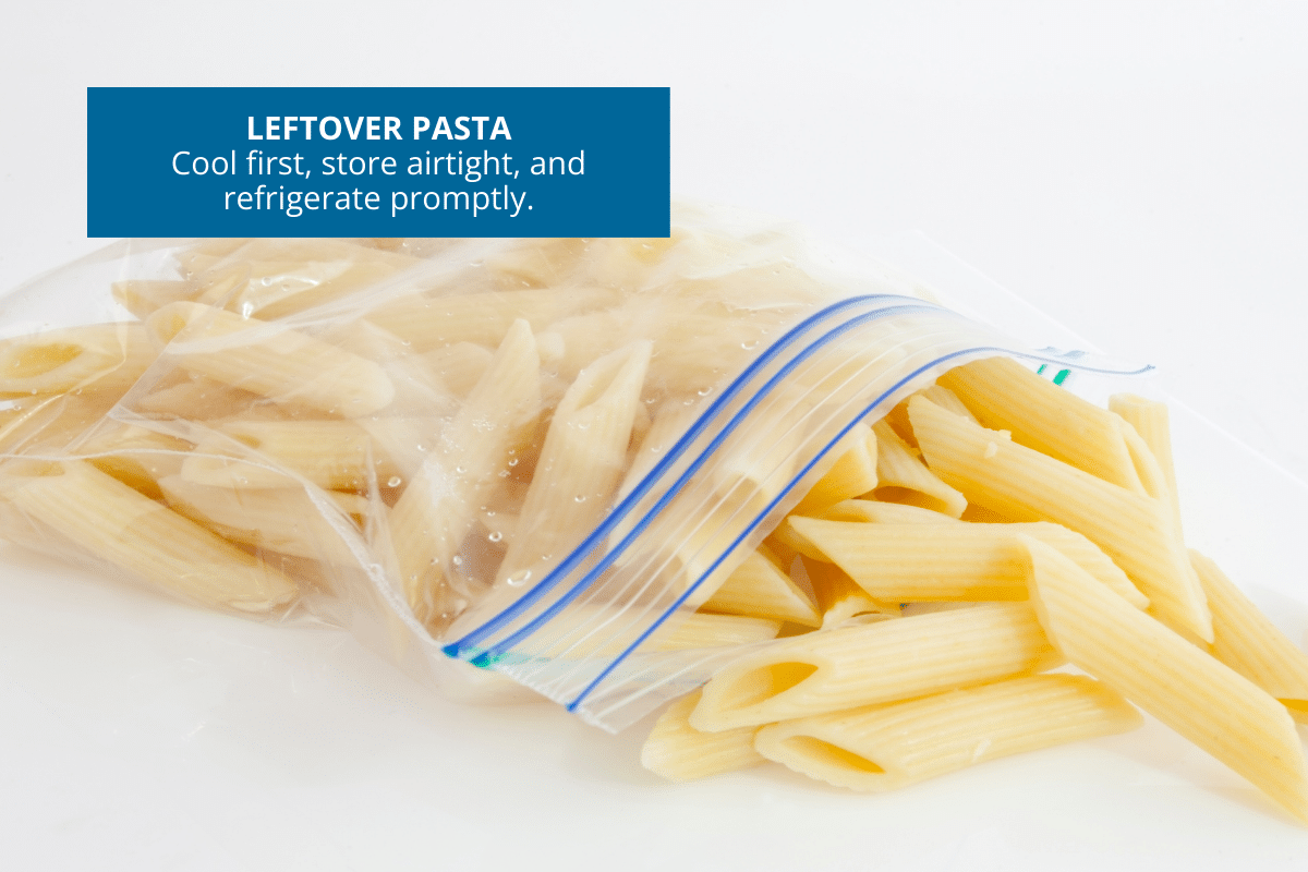 how to store leftover pasta penne noodles in ziploc bag