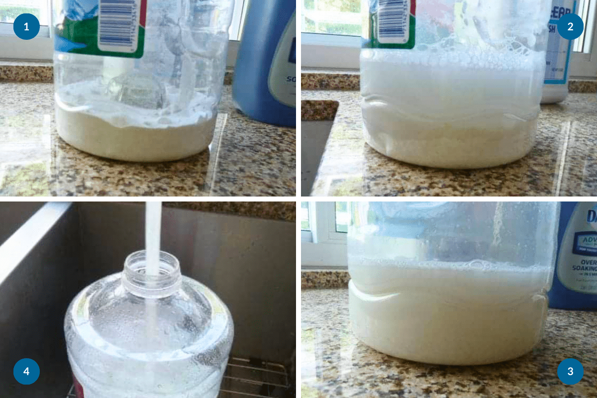 homemade laundry detergent natural liquid borax washing soda ash dawn water