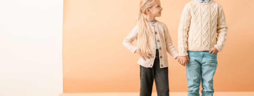 frugal fashion kids section boy girl holding hands fashionable attire clothing