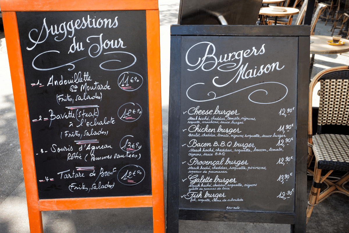 limited options restaurant menu chalkboards side by side