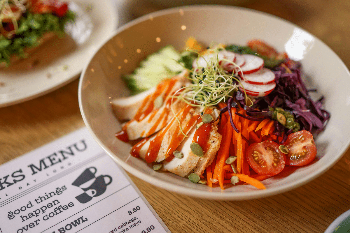 menu without $ dollar sign chicken salad