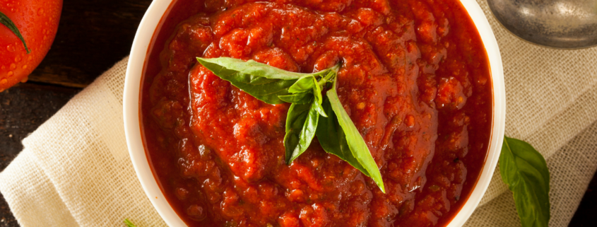classic marinara sauce recipe top view fresh basil leaves tomato