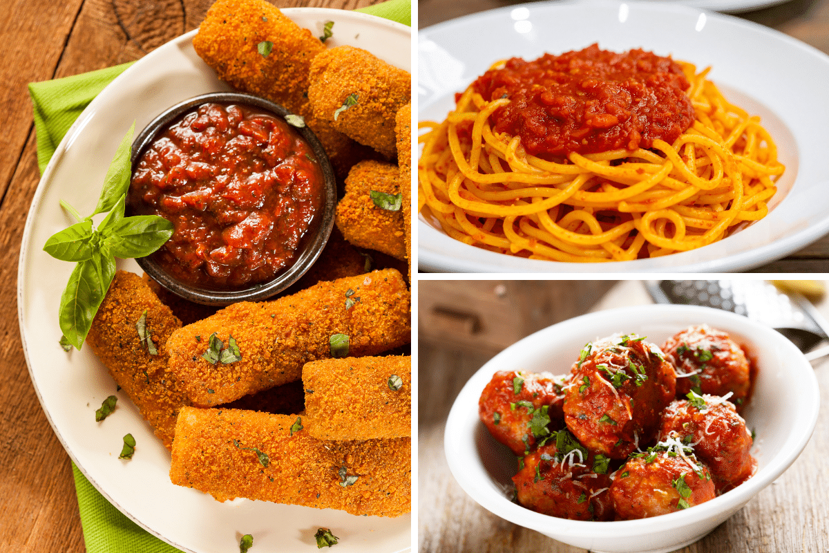 fried mozzarella spaghetti meatballs with classic homemade marinara sauce recipe