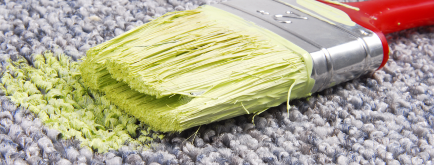remove paint stains from carpet paintbrush stained green paint on low pile rug