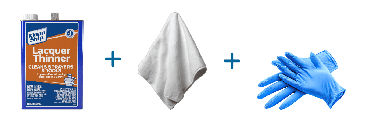 remove paint stains from carpet lacquer thinner white towels clothes nitrile gloves