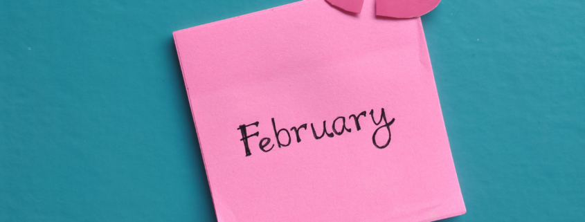pink post it note with february deals best time to buy