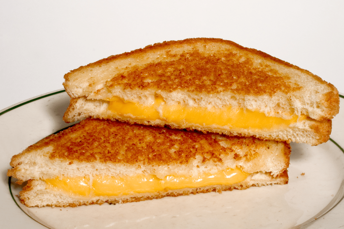 close up of a grilled cheese sandwich
