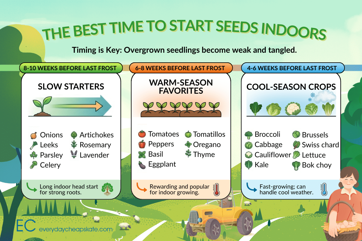 everyday cheapskate infographic the best time to start seeds indoors