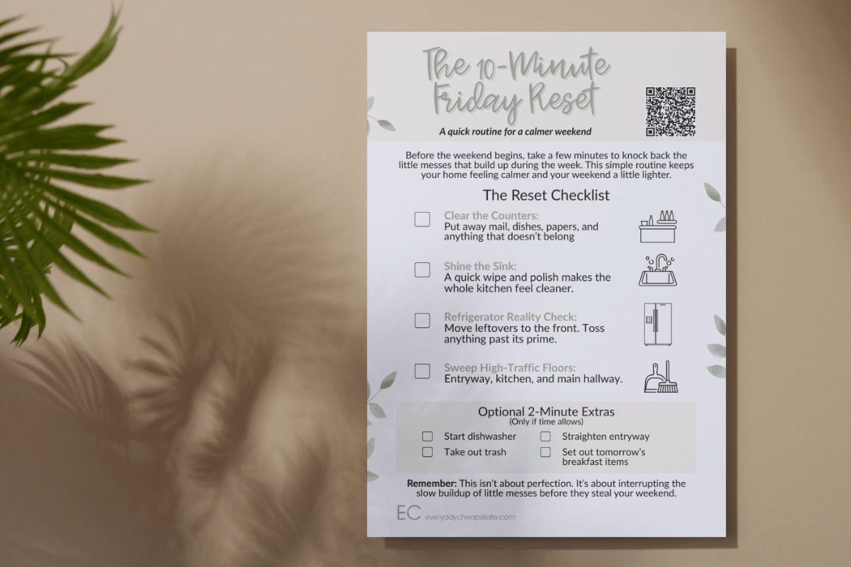 everyday cheapskate freebie printable The 10-Minute Friday Reset