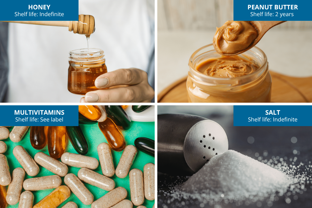 honey peanut butter multivitamins salt emergency food stockpile