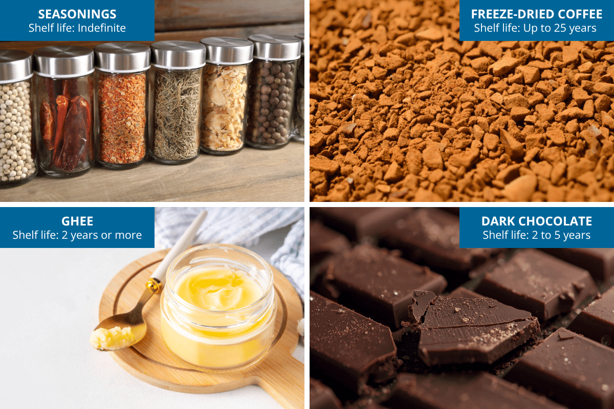 seasonings freeze-dried coffee crystals ghee dark chocolate emergency food stockpile