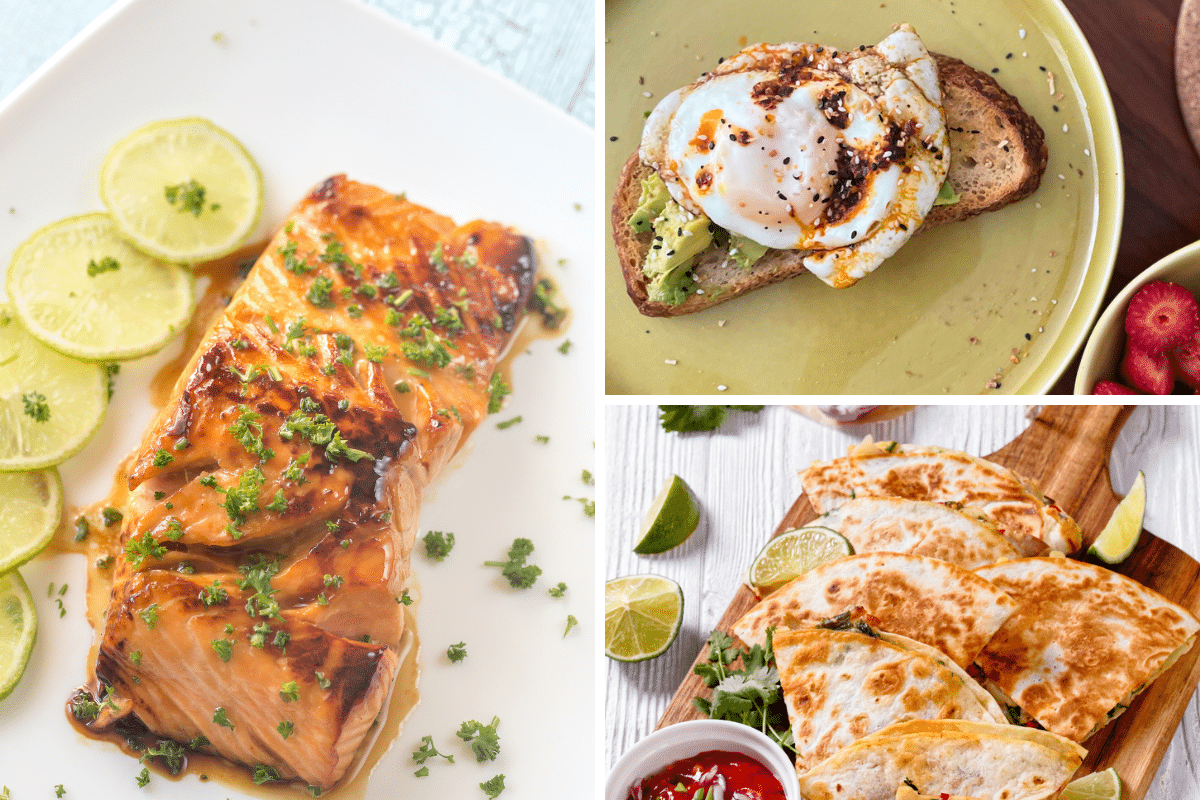 honey glazed salmon avocado toast chicken quesadillas