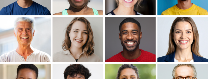 what makes you happy collage of people smiling diverse adults