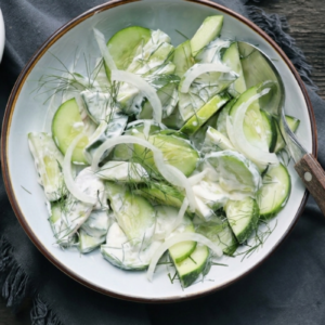 my grandma's cucumber salad recipe with sweet white onions