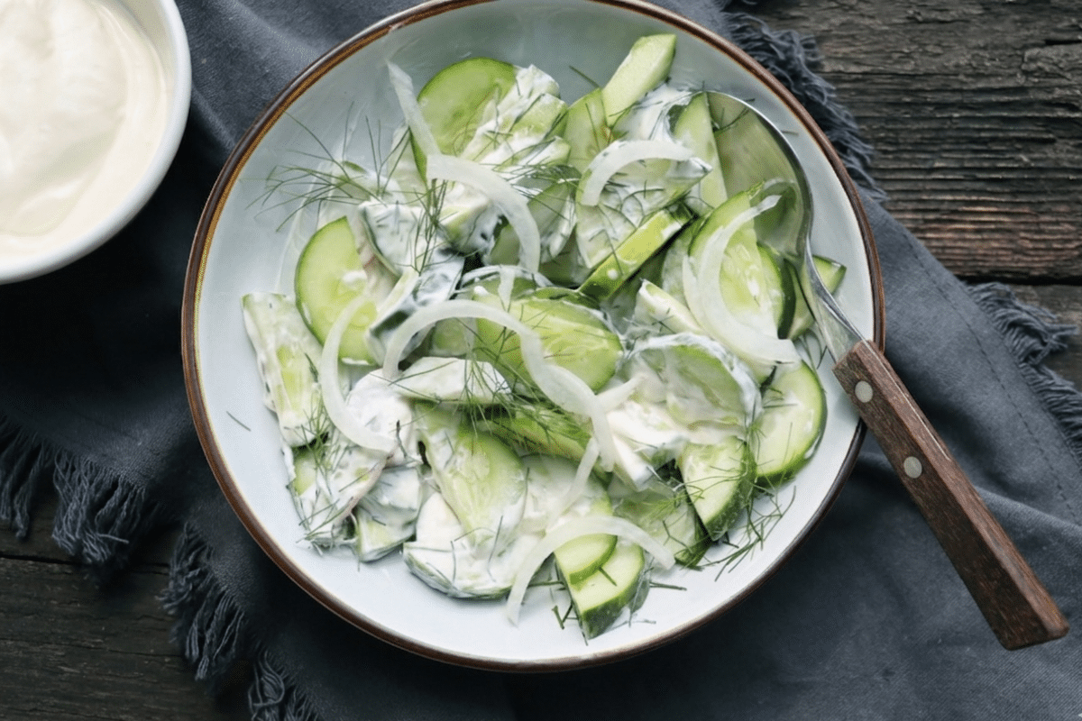 my grandma's cucumber salad recipe with sweet white onions