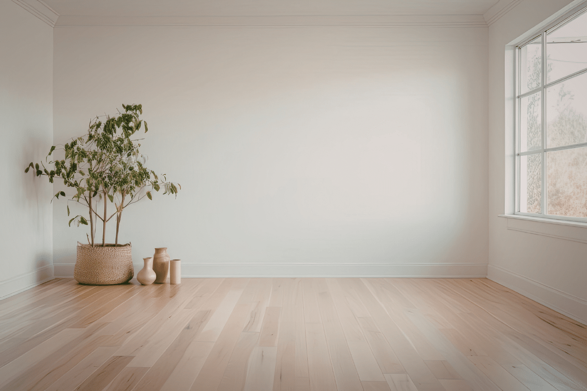 neutral paint light hardwood flooring with plants and vases natural light