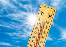 thermometer with blue sky 100 degrees summer kitchen odor prevention habit