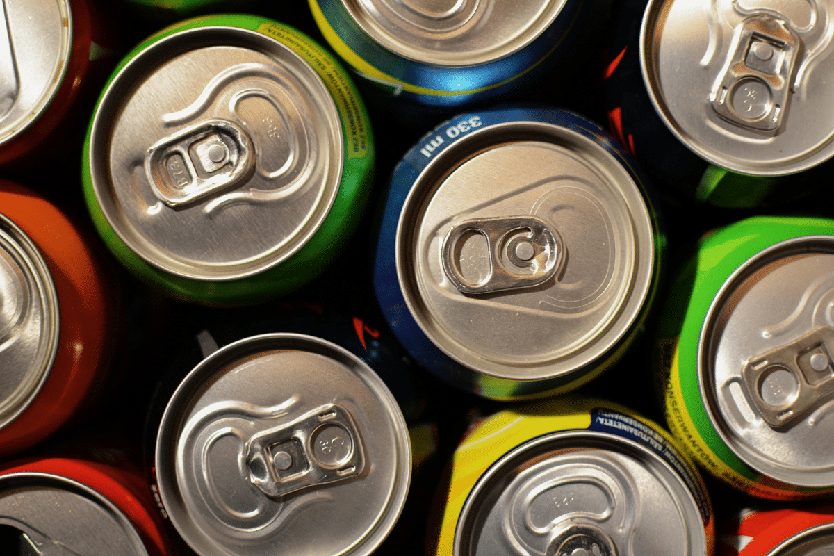 top view of soda cans