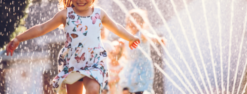 Free Summer Activities for Kids Who Are So Bored little girl running through the sprinklers