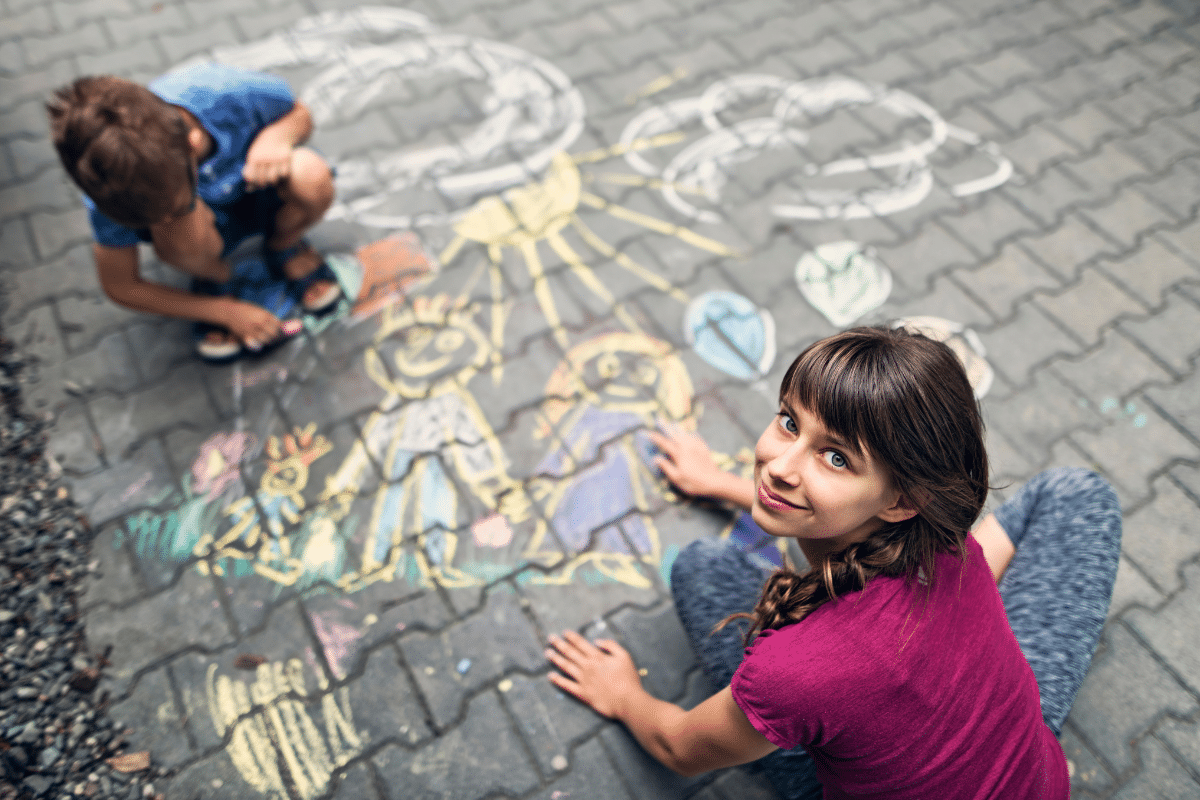 sidewalk chalk fun during summer